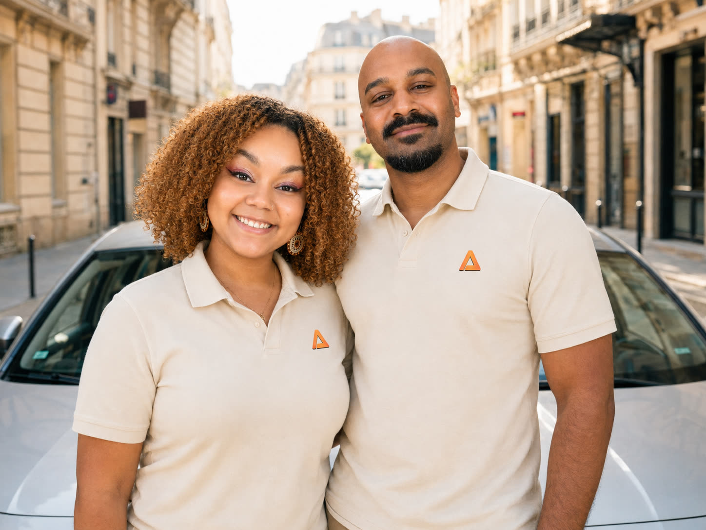 Cindy et Shana devant le véhicule d'auto-école ACCÉLÉREZ
