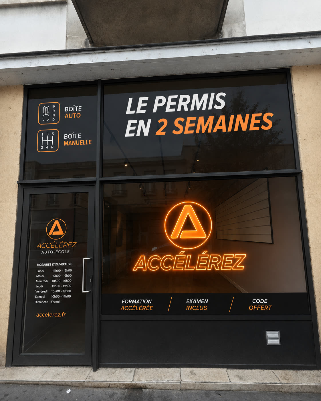 La vitrine de l'agence ACCÉLÉREZ, 10 rue du Commerce à Tours